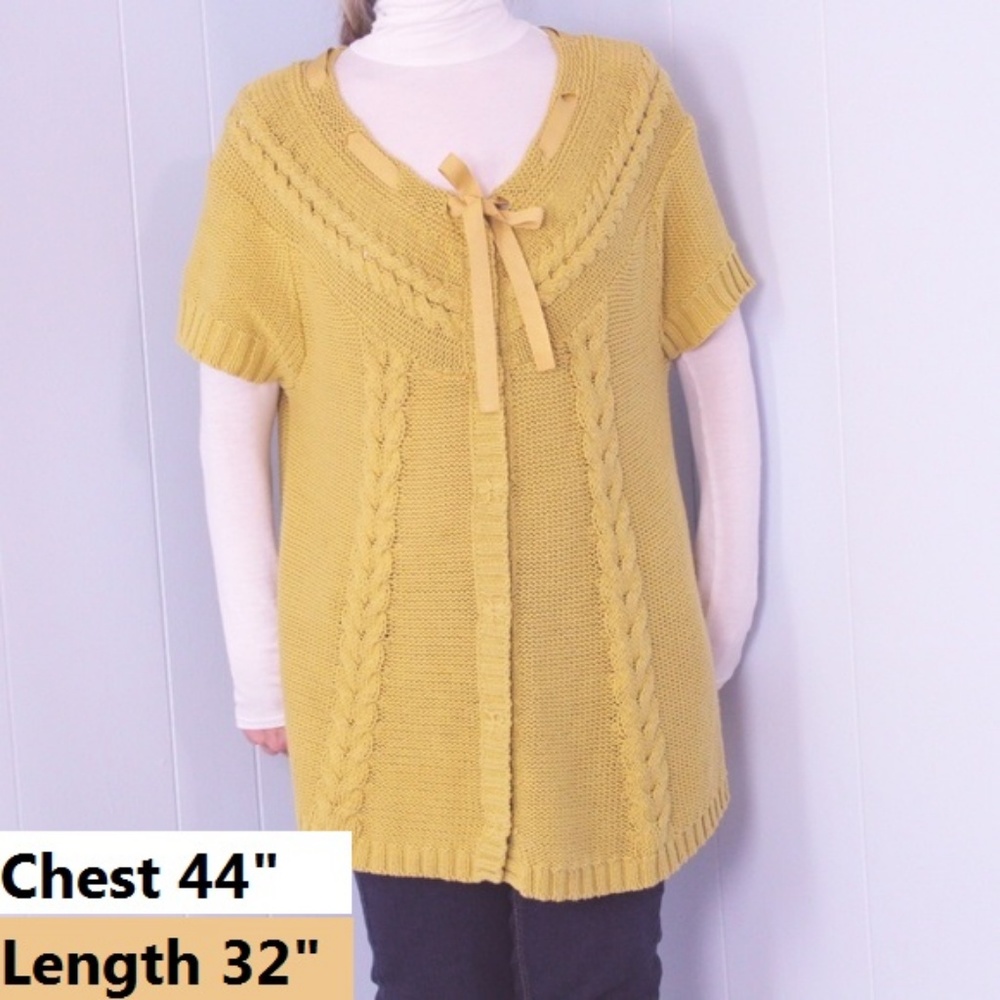 Vertigo Paris Shrt Sleeve Ribbon Sweater Gold XL L